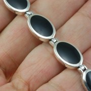 Black Onyx Oval links Silver Bracelet