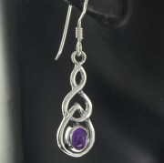 Celtic Knot Earrings w Amethyst, 925 Sterling Silver, e299