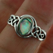 Celtic Stone Ring w Abalone, 925 Silver, r464