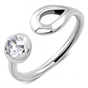 Cubic Zirconia Silver Toe Ring, trs6