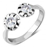 Cubic Zirconia Silver Toe Ring, trs8