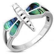 Dragonfly Silver Ring w Abalone
