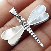 Mother of Pearl Dragonfly Silver Pendant, p499