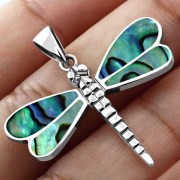 Abalone Dragonfly Silver Pendant, p499