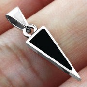Black Onyx Triangle Silver Pendant, p508