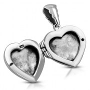 Heart Shaped Locket Silver Pendant w Abalone, p525