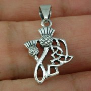 Thistle Solid Silver Celtic Pendant, pn613