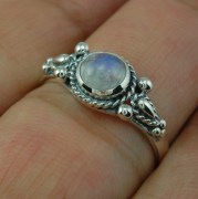 Tibetian Style Rainbow Moonstone Silver Ring