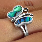 Butterfly Silver Ring w Abalone