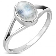 Rainbow Moonstone Silver Ring, r014