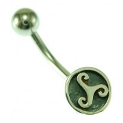 Triskele Triple Spiral Silver Belly button Ring, f306
