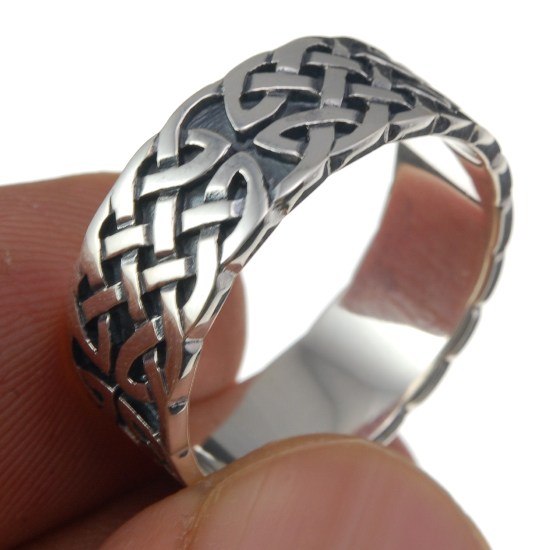 Celtic Plain Rings Plain Silver Celtic Men's Band Ring, rp256